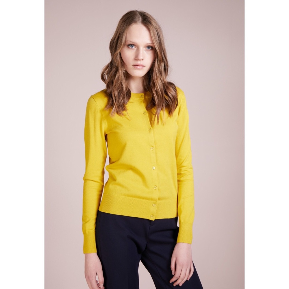 J. Crew Cotton Jackie Cardigan in Crisp Chartreuse